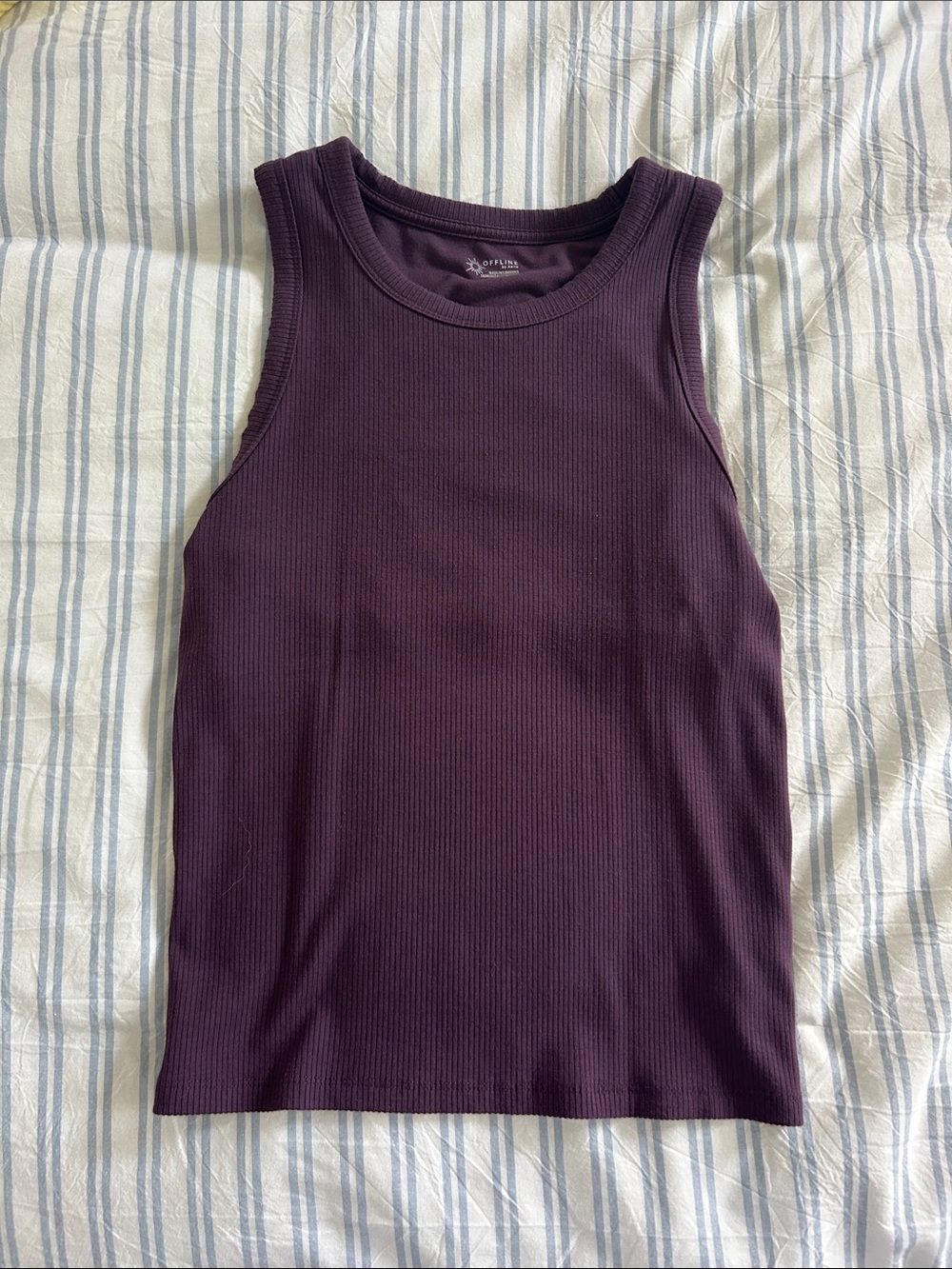 Aerie Purple High Neck Ribbed Tank